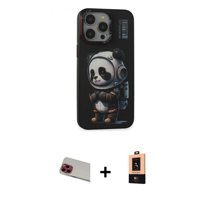 MARSİLYAN™- iPhone 13 Pro Max Kılıf Siluet Modern Özel Seri - Şeffaf Maxco Cam Ekran Koruyucu + Rainbow Kamera Lens Koruma Cam - KI
