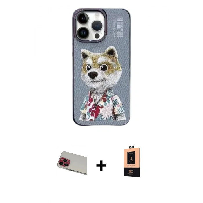 MARSİLYAN™- iPhone 13 Pro Max Kılıf Siluet Modern Özel Seri - Şeffaf Maxco Cam Ekran Koruyucu + Rainbow Kamera Lens Koruma Cam - KI