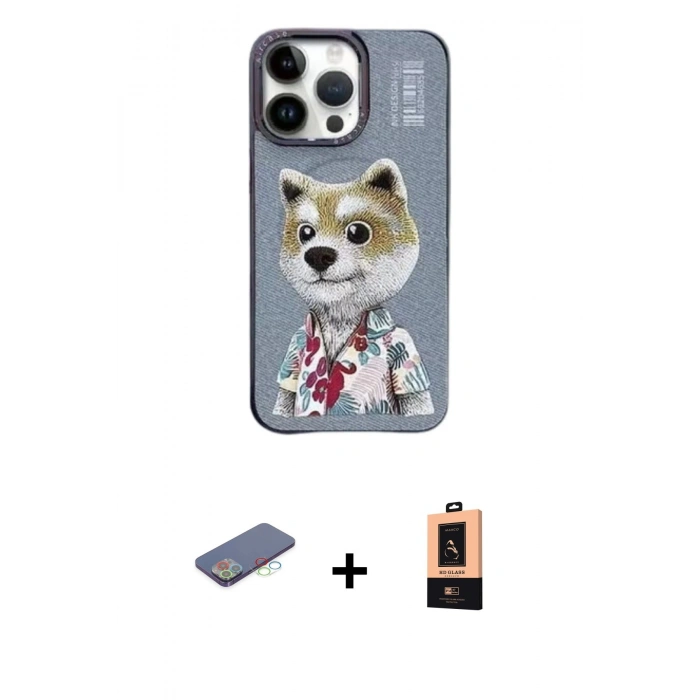 MARSİLYAN™- iPhone 13 Pro Max Kılıf Siluet Modern Özel Seri - Şeffaf Maxco Cam Ekran Koruyucu + Renkli Kamera Lens Koruma Cam - MI