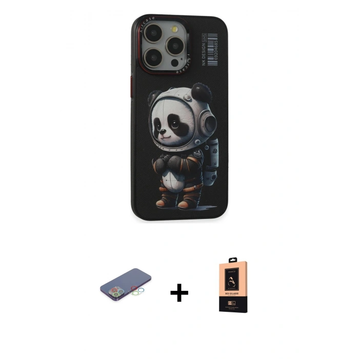 MARSİLYAN™- iPhone 13 Pro Max Kılıf Siluet Modern Özel Seri - Şeffaf Maxco Cam Ekran Koruyucu + Renkli Kamera Lens Koruma Cam - MI