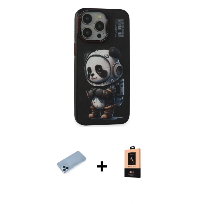 MARSİLYAN™- iPhone 13 Pro Max Kılıf Siluet Modern Özel Seri - Şeffaf Maxco Cam Ekran Koruyucu + Shine Kamera Lens Koruma Cam - MI