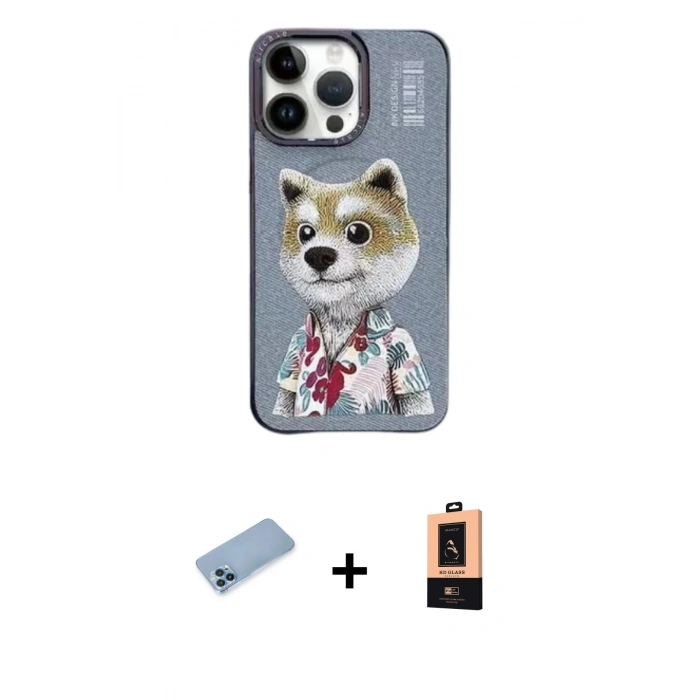 MARSİLYAN™- iPhone 13 Pro Max Kılıf Siluet Modern Özel Seri - Şeffaf Maxco Cam Ekran Koruyucu + Shine Kamera Lens Koruma Cam - MI