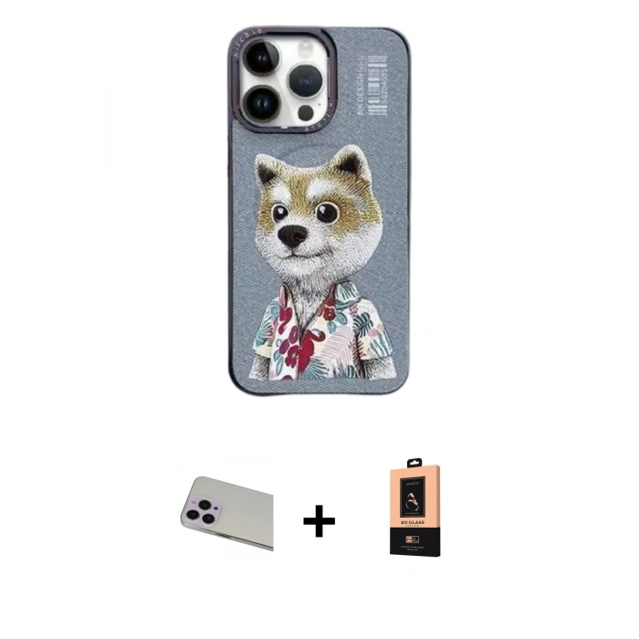 MARSİLYAN™- iPhone 13 Pro Max Kılıf Siluet Modern Özel Seri - Şeffaf Maxco Cam Ekran Koruyucu + Mor Rainbow Kamera Lens Koruma Cam
