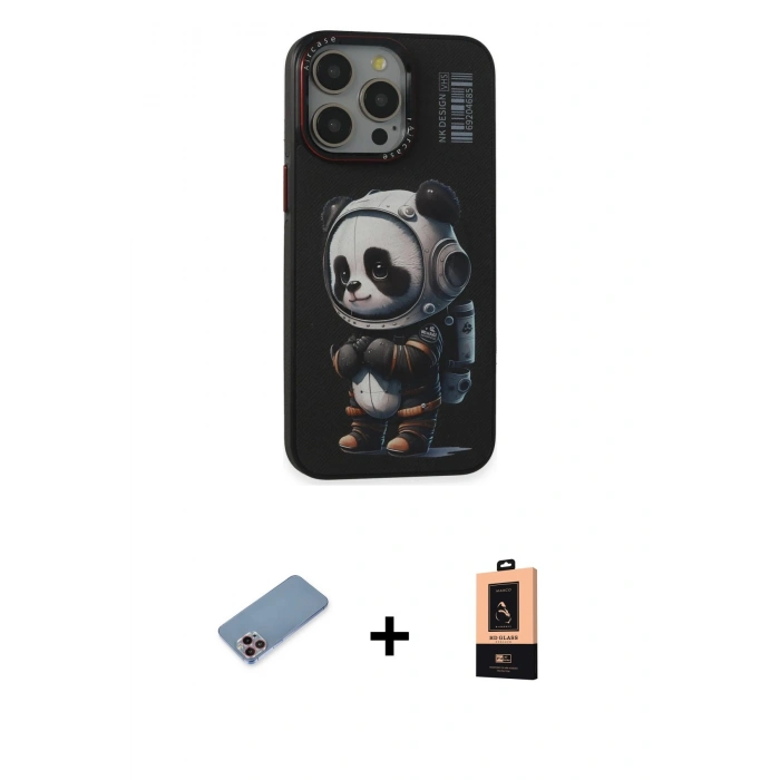 MARSİLYAN™- iPhone 13 Pro Max Kılıf Siluet Modern Özel Seri - Şeffaf Maxco Cam Ekran Koruyucu + Shine Kamera Lens Koruma Cam - PE