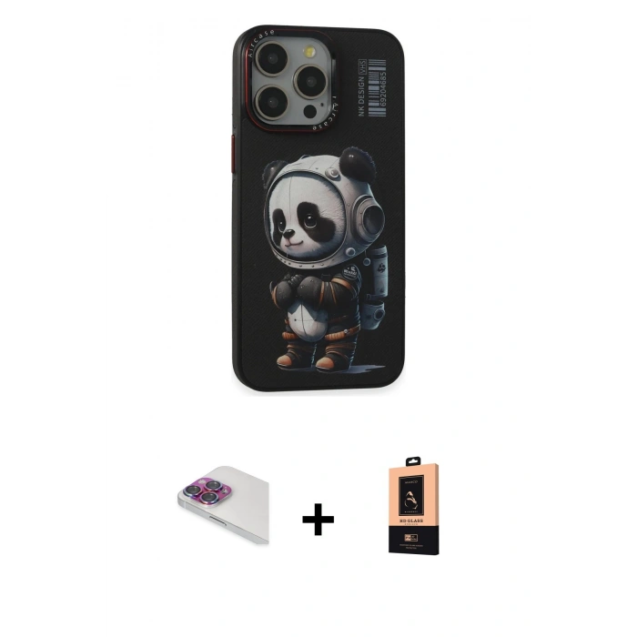 MARSİLYAN™- iPhone 13 Pro Max Kılıf Siluet Modern Özel Seri - Şeffaf Maxco Cam Ekran Koruyucu + Pers Alüminyum Kamera Lens - GI