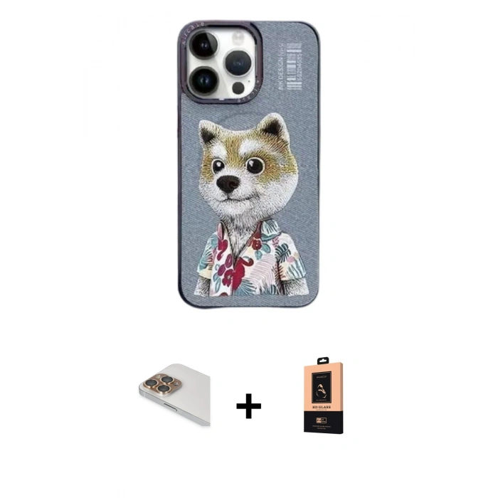 MARSİLYAN™- iPhone 13 Pro Max Kılıf Siluet Modern Özel Seri - Şeffaf Maxco Cam Ekran Koruyucu + Pers Alüminyum Kamera Lens - GD