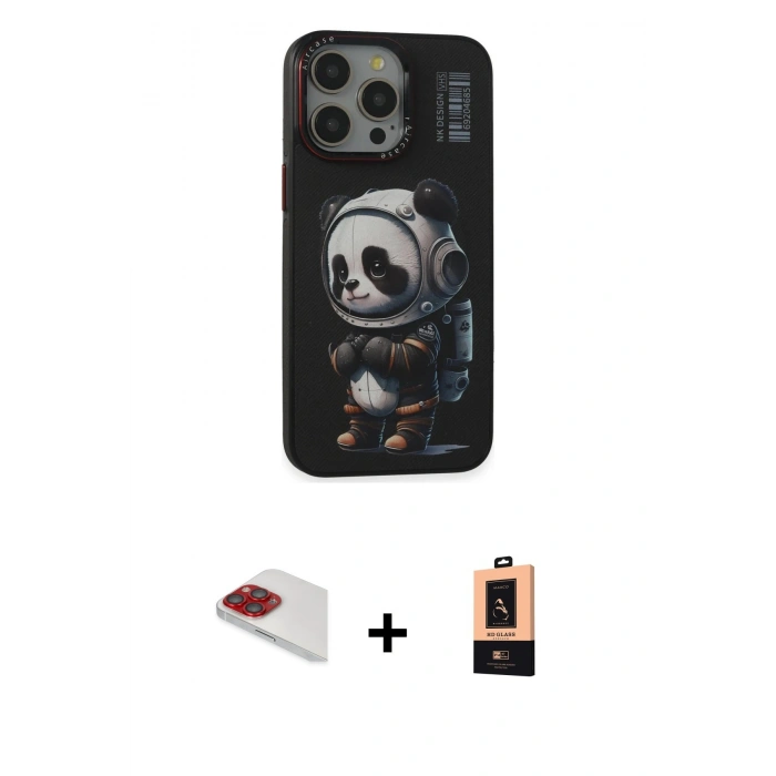 MARSİLYAN™- iPhone 13 Pro Max Kılıf Siluet Modern Özel Seri - Şeffaf Maxco Cam Ekran Koruyucu + Pers Alüminyum Kamera Lens - KI