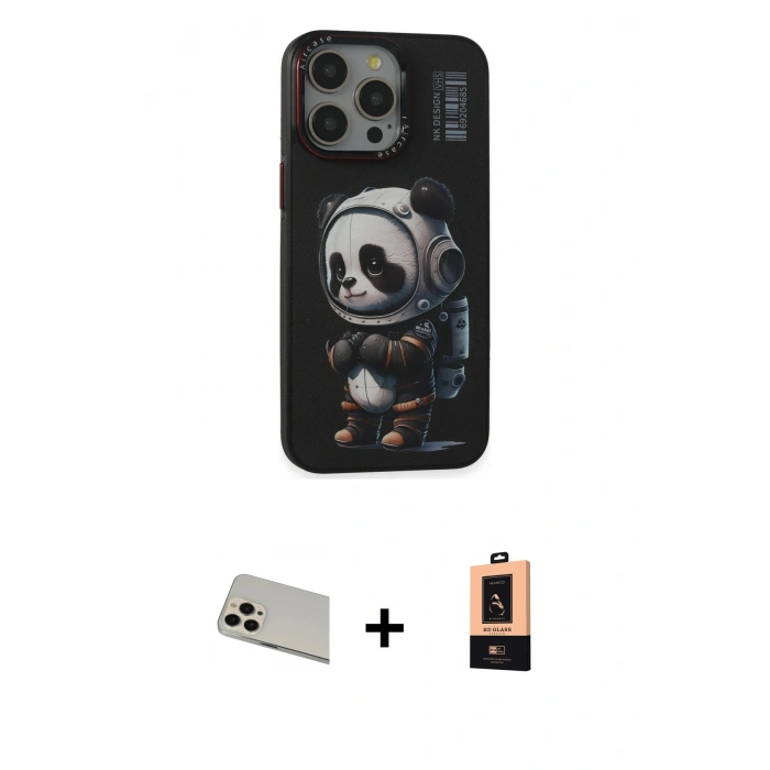 MARSİLYAN™- iPhone 13 Pro Max Kılıf Siluet Modern Özel Seri - Şeffaf Maxco Cam Ekran Koruyucu + Rainbow Kamera Lens Koruma Cam - REGD