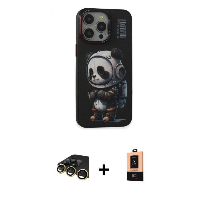 MARSİLYAN™- iPhone 13 Pro Max Kılıf Siluet Modern Özel Seri - Şeffaf Maxco Cam Ekran Koruyucu + Raze Metal Kamera Lens - GD