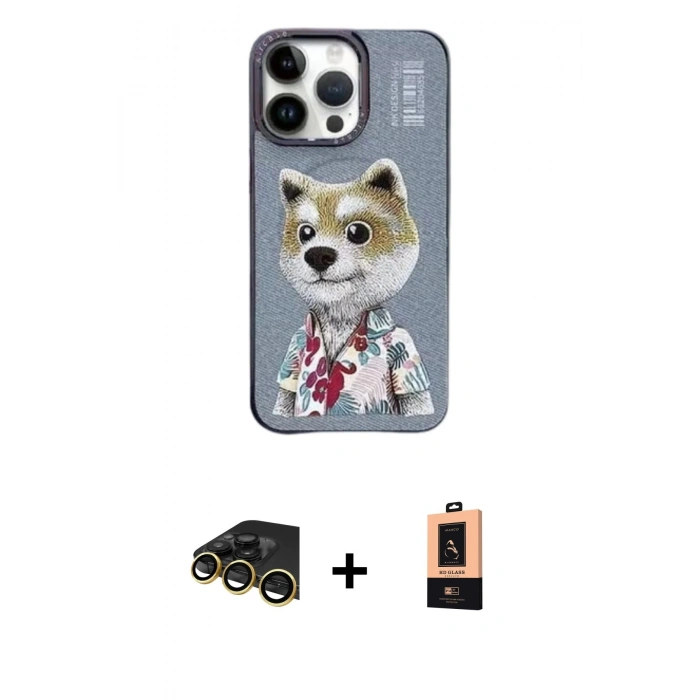 MARSİLYAN™- iPhone 13 Pro Max Kılıf Siluet Modern Özel Seri - Şeffaf Maxco Cam Ekran Koruyucu + Raze Metal Kamera Lens - GD