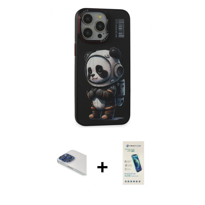 MARSİLYAN™- iPhone 13 Pro Max Kılıf Siluet Modern Özel Seri - Şeffaf Pasifik Cam Ekran Koruyucu + Pers Alüminyum Kamera Lens - LT