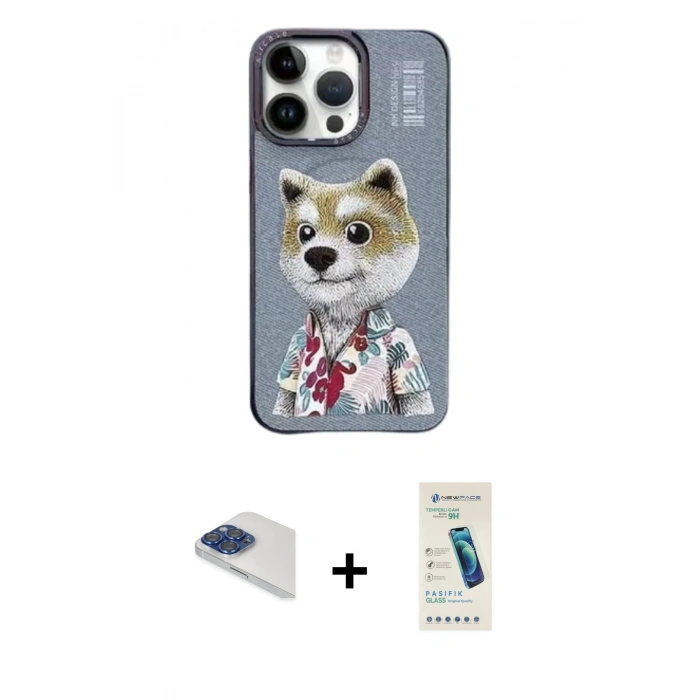 MARSİLYAN™- iPhone 13 Pro Max Kılıf Siluet Modern Özel Seri - Şeffaf Pasifik Cam Ekran Koruyucu + Pers Alüminyum Kamera Lens - LT
