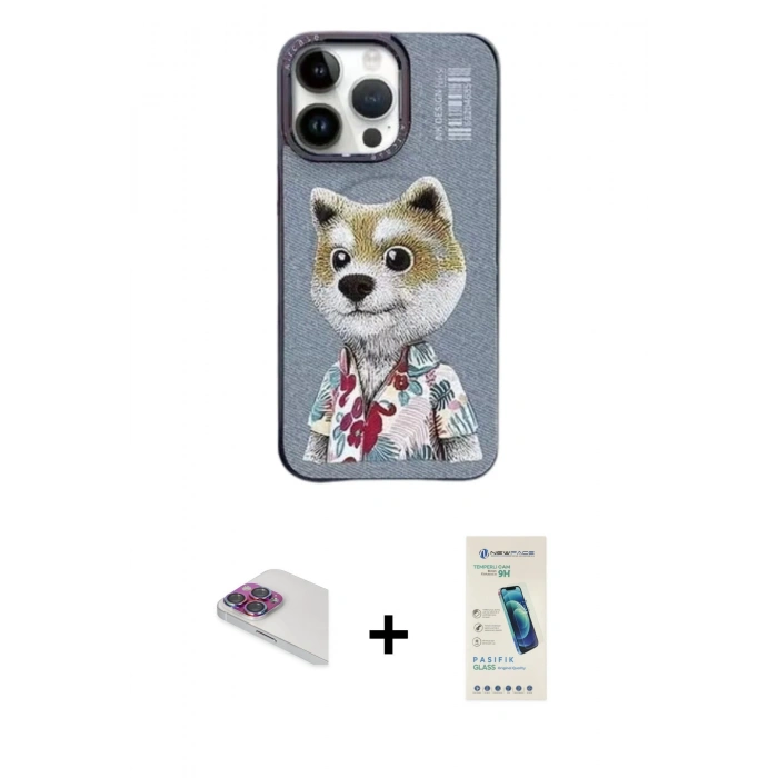 MARSİLYAN™- iPhone 13 Pro Max Kılıf Siluet Modern Özel Seri - Şeffaf Pasifik Cam Ekran Koruyucu + Pers Alüminyum Kamera Lens - GI