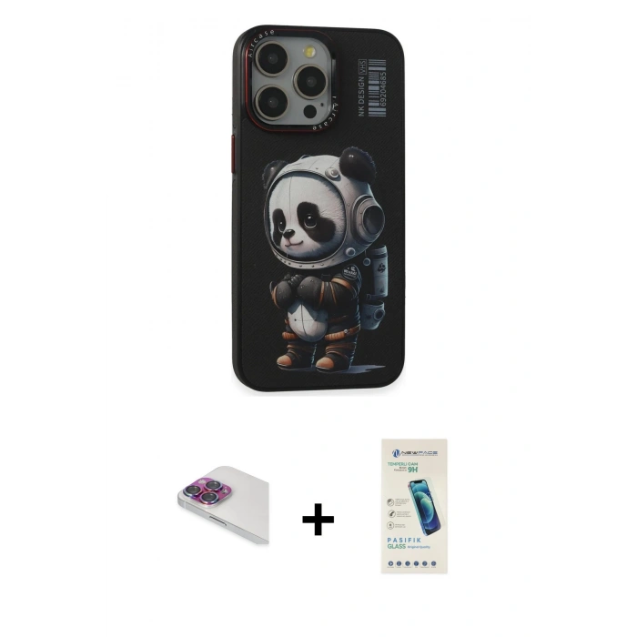 MARSİLYAN™- iPhone 13 Pro Max Kılıf Siluet Modern Özel Seri - Şeffaf Pasifik Cam Ekran Koruyucu + Pers Alüminyum Kamera Lens - GI
