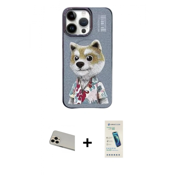 MARSİLYAN™- iPhone 13 Pro Max Kılıf Siluet Modern Özel Seri - Şeffaf Pasifik Cam Ekran Koruyucu + Rainbow Kamera Lens Koruma Cam - REGD