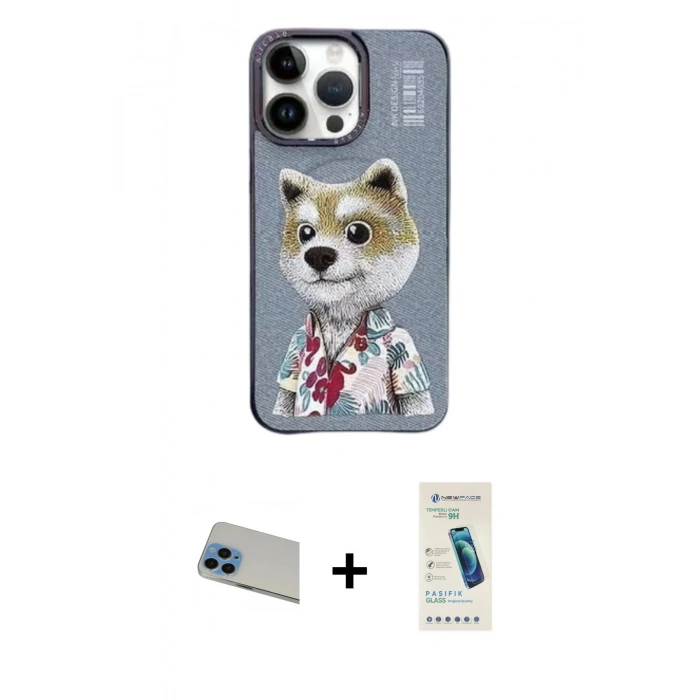 MARSİLYAN™- iPhone 13 Pro Max Kılıf Siluet Modern Özel Seri - Şeffaf Pasifik Cam Ekran Koruyucu + Rainbow Kamera Lens Koruma Cam - MI