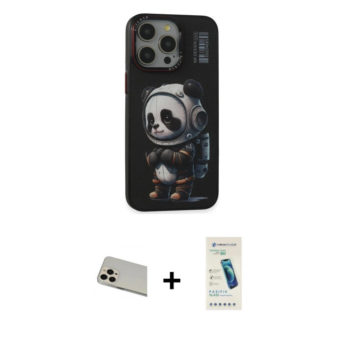 MARSİLYAN™- iPhone 13 Pro Max Kılıf Siluet Modern Özel Seri - Şeffaf Pasifik Cam Ekran Koruyucu + Rainbow Kamera Lens Koruma Cam - REGD