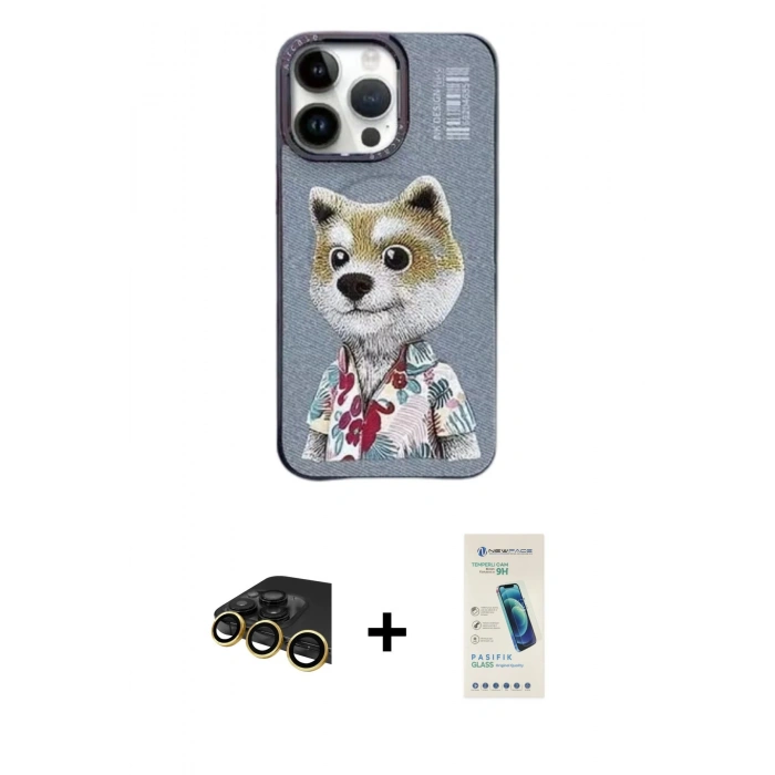 MARSİLYAN™- iPhone 13 Pro Max Kılıf Siluet Modern Özel Seri - Şeffaf Pasifik Cam Ekran Koruyucu + Raze Metal Kamera Lens - GD