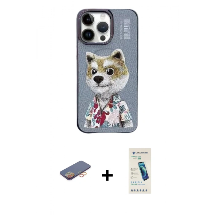 MARSİLYAN™- iPhone 13 Pro Max Kılıf Siluet Modern Özel Seri - Şeffaf Pasifik Cam Ekran Koruyucu + Renkli Kamera Lens Koruma Cam - TU