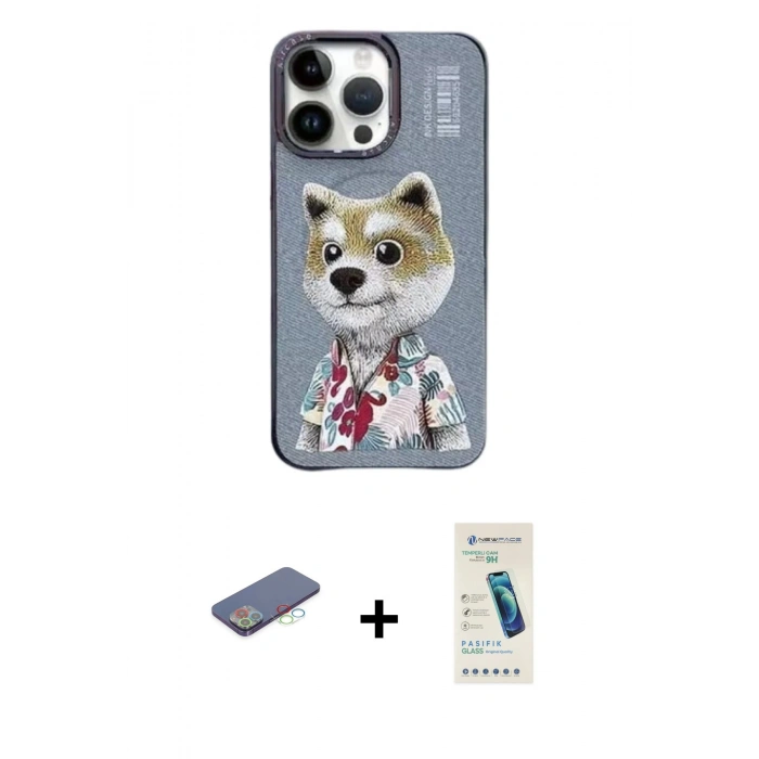 MARSİLYAN™- iPhone 13 Pro Max Kılıf Siluet Modern Özel Seri - Şeffaf Pasifik Cam Ekran Koruyucu + Renkli Kamera Lens Koruma Cam - MI