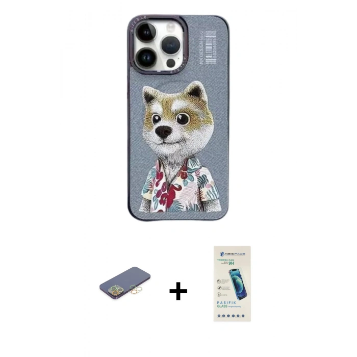 MARSİLYAN™- iPhone 13 Pro Max Kılıf Siluet Modern Özel Seri - Şeffaf Pasifik Cam Ekran Koruyucu + Renkli Kamera Lens Koruma Cam - SI