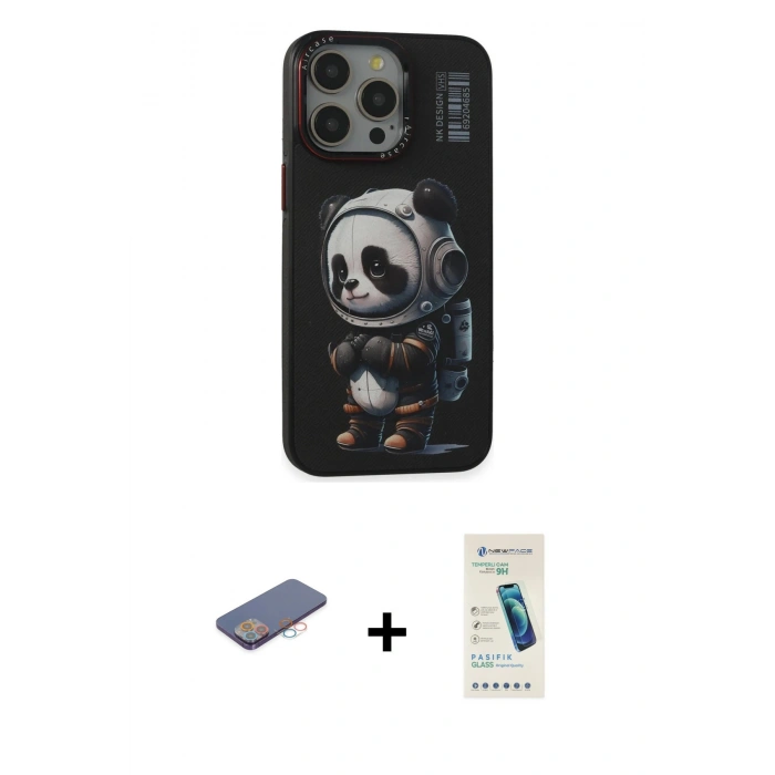 MARSİLYAN™- iPhone 13 Pro Max Kılıf Siluet Modern Özel Seri - Şeffaf Pasifik Cam Ekran Koruyucu + Renkli Kamera Lens Koruma Cam - PE