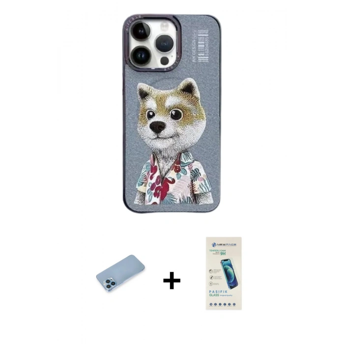 MARSİLYAN™- iPhone 13 Pro Max Kılıf Siluet Modern Özel Seri - Şeffaf Pasifik Cam Ekran Koruyucu + Shine Kamera Lens Koruma Cam - MI