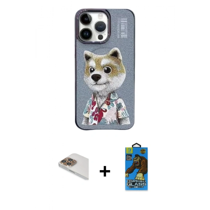 MARSİLYAN™- iPhone 13 Pro Max Kılıf Siluet Modern Özel Seri - Siyah 18D Cam Ekran Koruyucu + Pers Alüminyum Kamera Lens - GD