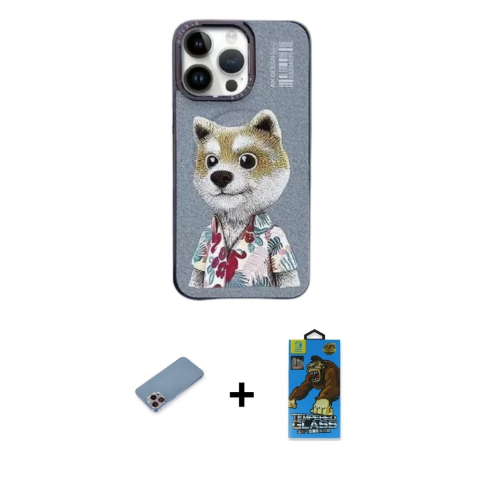 MARSİLYAN™- iPhone 13 Pro Max Kılıf Siluet Modern Özel Seri - Siyah 18D Cam Ekran Koruyucu + Shine Kamera Lens Koruma Cam - PE