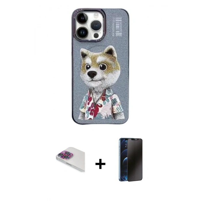MARSİLYAN™- iPhone 13 Pro Max Kılıf Siluet Modern Özel Seri - Siyah 3D Antistatik Hayalet Cam Ekran Koruyucu + Pers Alüminyum Kamera Lens - GI