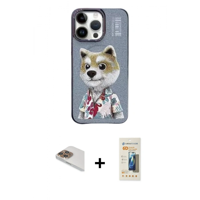 MARSİLYAN™- iPhone 13 Pro Max Kılıf Siluet Modern Özel Seri - Siyah 6D Mat Seramik Hayalet Nano Ekran Koruyucu + Pers Alüminyum Kamera Lens - GD