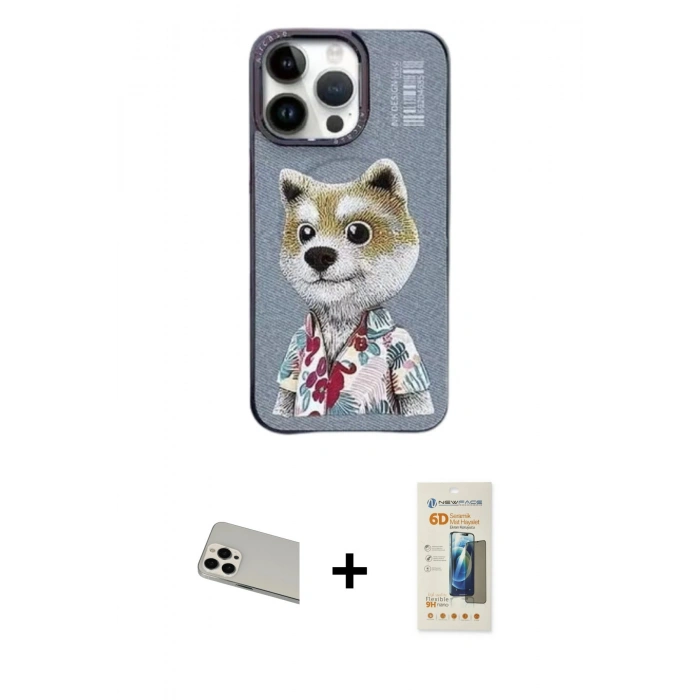 MARSİLYAN™- iPhone 13 Pro Max Kılıf Siluet Modern Özel Seri - Siyah 6D Mat Seramik Hayalet Nano Ekran Koruyucu + Rainbow Kamera Lens Koruma Cam - BZ
