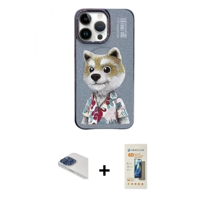 MARSİLYAN™- iPhone 13 Pro Max Kılıf Siluet Modern Özel Seri - Siyah 6D Mat Seramik Hayalet Nano Ekran Koruyucu + Pers Alüminyum Kamera Lens - LT