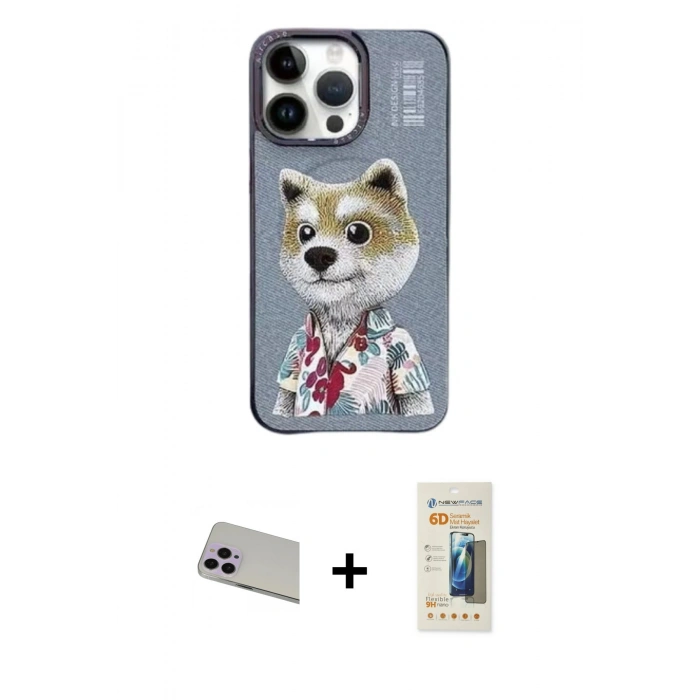 MARSİLYAN™- iPhone 13 Pro Max Kılıf Siluet Modern Özel Seri - Siyah 6D Mat Seramik Hayalet Nano Ekran Koruyucu + Rainbow Kamera Lens Koruma Cam - MR