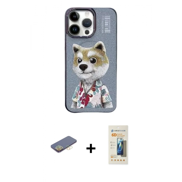 MARSİLYAN™- iPhone 13 Pro Max Kılıf Siluet Modern Özel Seri - Siyah 6D Mat Seramik Hayalet Nano Ekran Koruyucu + Renkli Kamera Lens Koruma Cam - SI