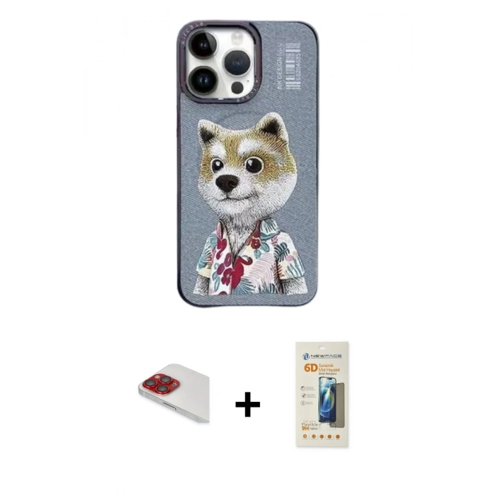 MARSİLYAN™- iPhone 13 Pro Max Kılıf Siluet Modern Özel Seri - Siyah 6D Mat Seramik Hayalet Nano Ekran Koruyucu + Pers Alüminyum Kamera Lens - KI