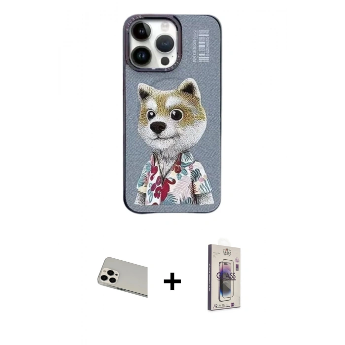 MARSİLYAN™- iPhone 13 Pro Max Kılıf Siluet Modern Özel Seri - Siyah Bilvis 3D Cam Ekran Koruyucu + Rainbow Kamera Lens Koruma Cam - BZ