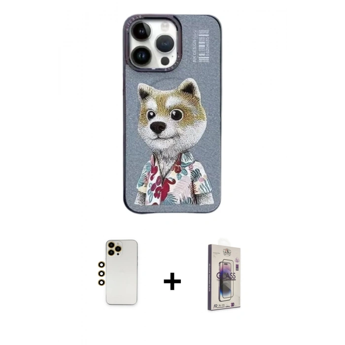 MARSİLYAN™- iPhone 13 Pro Max Kılıf Siluet Modern Özel Seri - Siyah Bilvis 3D Cam Ekran Koruyucu + Shine Kamera Lens - GD