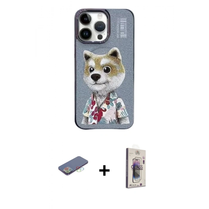 MARSİLYAN™- iPhone 13 Pro Max Kılıf Siluet Modern Özel Seri - Siyah Bilvis 3D Cam Ekran Koruyucu + Renkli Kamera Lens Koruma Cam - MI