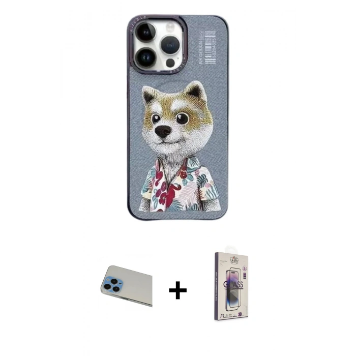 MARSİLYAN™- iPhone 13 Pro Max Kılıf Siluet Modern Özel Seri - Siyah Bilvis 3D Cam Ekran Koruyucu + Rainbow Kamera Lens Koruma Cam - MI