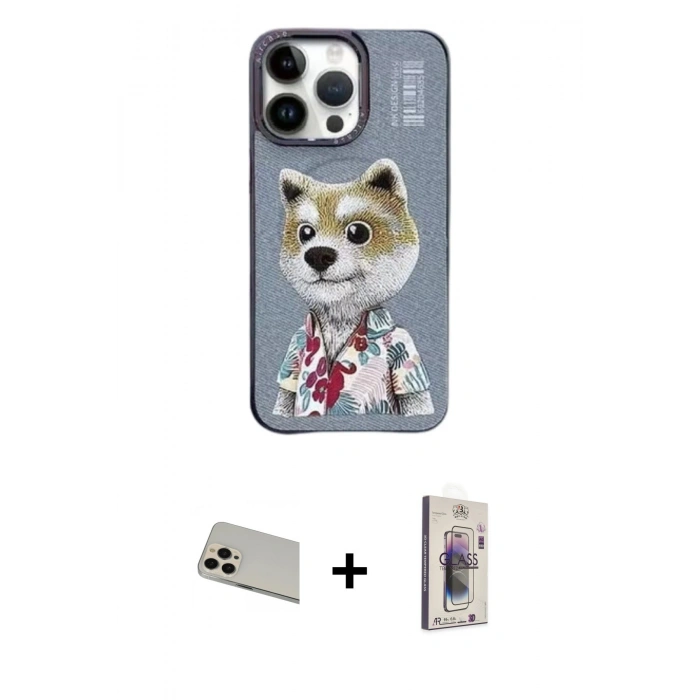 MARSİLYAN™- iPhone 13 Pro Max Kılıf Siluet Modern Özel Seri - Siyah Bilvis 3D Cam Ekran Koruyucu + Rose Gold Rainbow Kamera Lens Koruma Cam