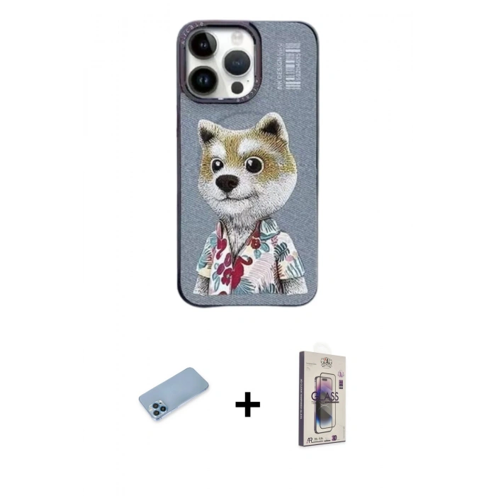 MARSİLYAN™- iPhone 13 Pro Max Kılıf Siluet Modern Özel Seri - Siyah Bilvis 3D Cam Ekran Koruyucu + Shine Kamera Lens Koruma Cam - MI