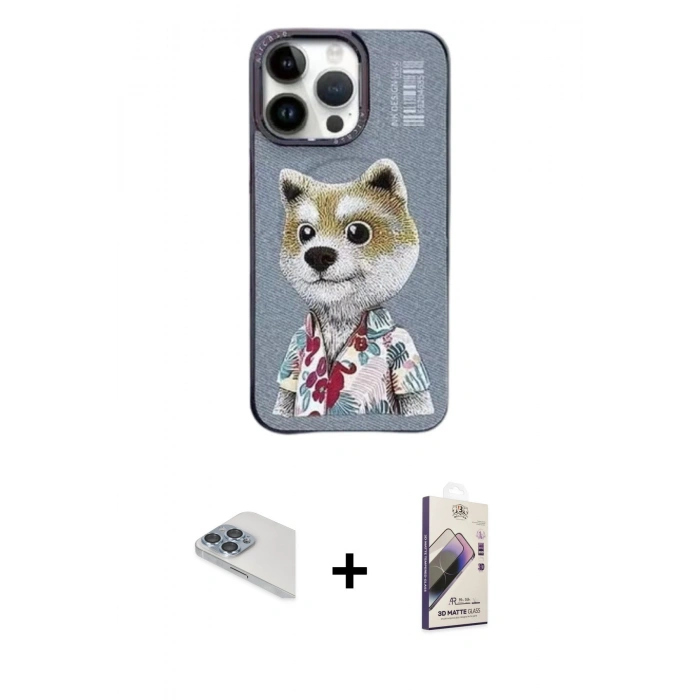MARSİLYAN™- iPhone 13 Pro Max Kılıf Siluet Modern Özel Seri - Siyah Bilvis 3D Mat Cam Ekran Koruyucu + Pers Alüminyum Kamera Lens - SABE