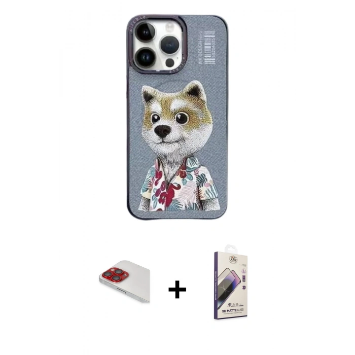 MARSİLYAN™- iPhone 13 Pro Max Kılıf Siluet Modern Özel Seri - Siyah Bilvis 3D Mat Cam Ekran Koruyucu + Pers Alüminyum Kamera Lens - KI