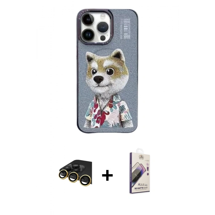 MARSİLYAN™- iPhone 13 Pro Max Kılıf Siluet Modern Özel Seri - Siyah Bilvis 3D Mat Cam Ekran Koruyucu + Raze Metal Kamera Lens - GD