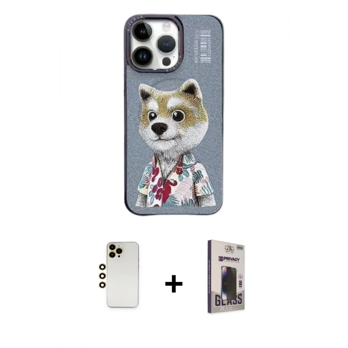 MARSİLYAN™- iPhone 13 Pro Max Kılıf Siluet Modern Özel Seri - Siyah Bilvis Hayalet Cam Ekran Koruyucu + Shine Kamera Lens - GD