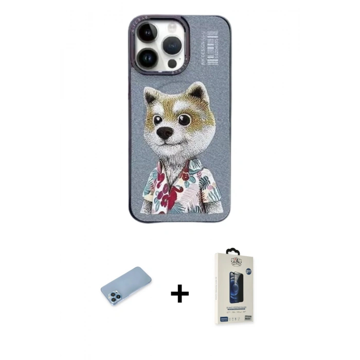 MARSİLYAN™- iPhone 13 Pro Max Kılıf Siluet Modern Özel Seri - Siyah Bilvis Hayalet Cam Ekran Koruyucu + Shine Kamera Lens Koruma Cam - MI