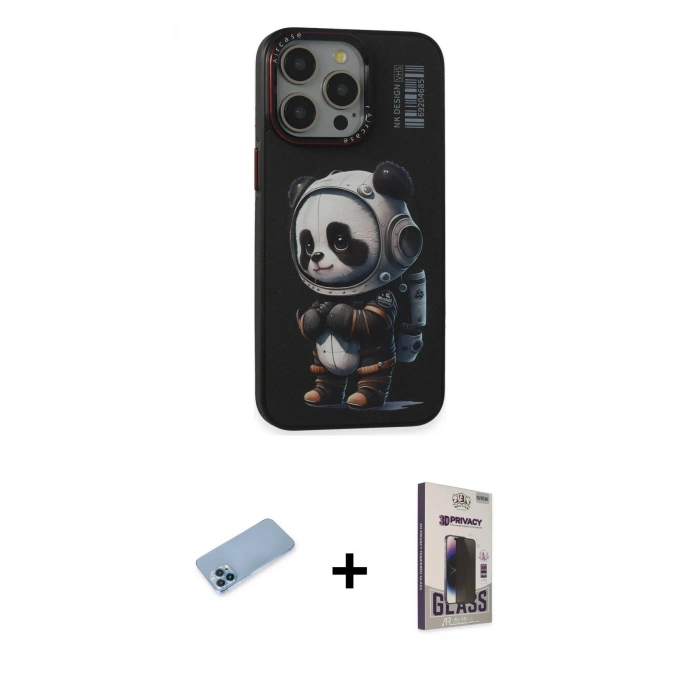 MARSİLYAN™- iPhone 13 Pro Max Kılıf Siluet Modern Özel Seri - Siyah Bilvis Hayalet Cam Ekran Koruyucu + Shine Kamera Lens Koruma Cam - MI