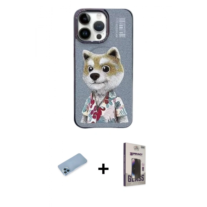 MARSİLYAN™- iPhone 13 Pro Max Kılıf Siluet Modern Özel Seri - Siyah Bilvis Hayalet Cam Ekran Koruyucu + Shine Kamera Lens Koruma Cam - MI