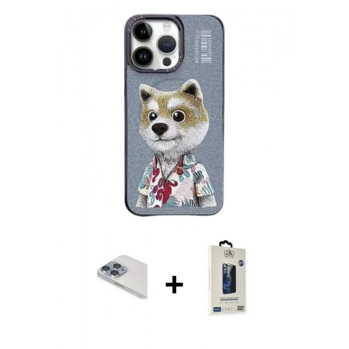 MARSİLYAN™- iPhone 13 Pro Max Kılıf Siluet Modern Özel Seri - Siyah Bilvis Hayalet Cam Ekran Koruyucu + Pers Alüminyum Kamera Lens - SABE